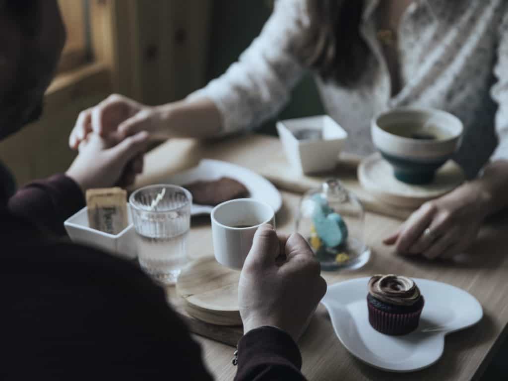 couple taking a dinner date break