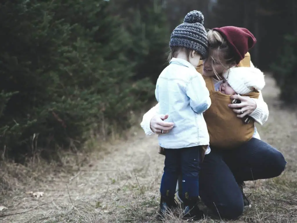 mom out with two kids