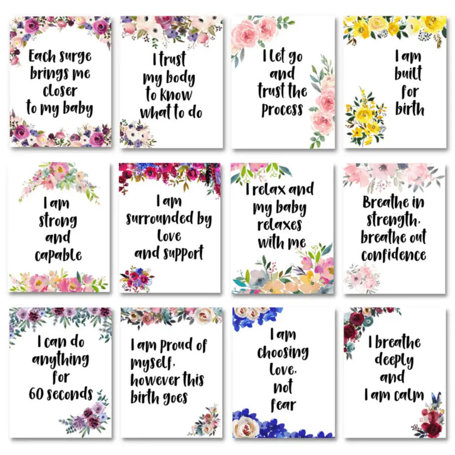 Positive birth affirmations – with printable pdf cards
